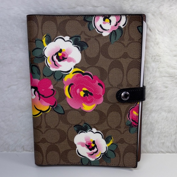 Coach Accessories - Coach Notebook In Signature Canvas and Leather With Vintage Rose Print